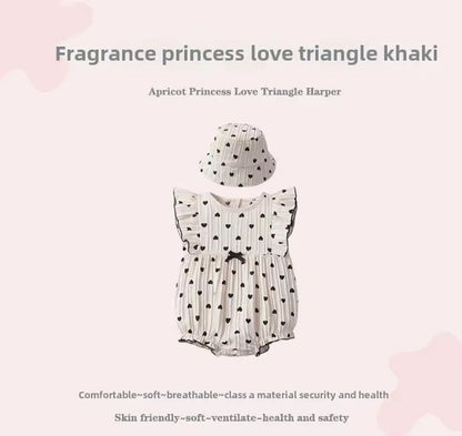 LittleRoyalty™ Baby Girl Summer Jumpsuit Set – Princess Style with Matching Hat